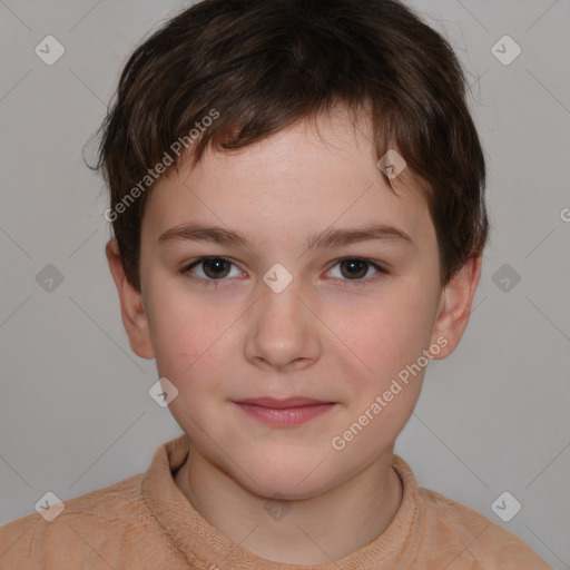 Neutral white child male with short  brown hair and brown eyes