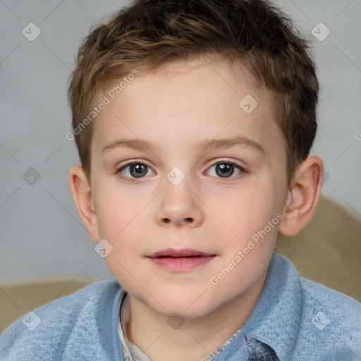 Neutral white child male with short  brown hair and brown eyes