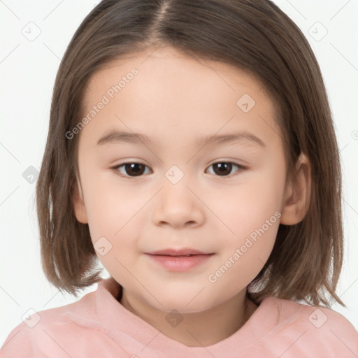 Neutral white child female with medium  brown hair and brown eyes