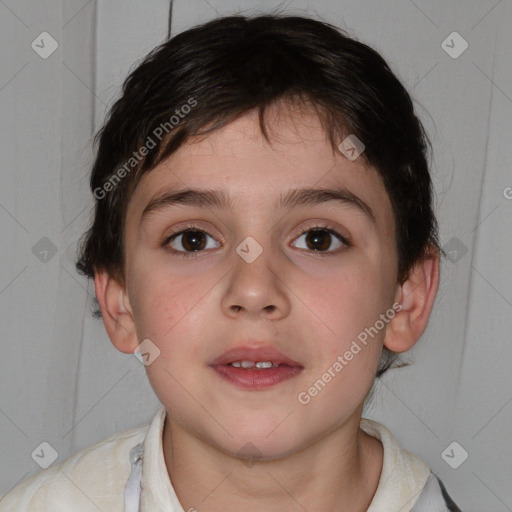 Neutral white child male with short  brown hair and brown eyes