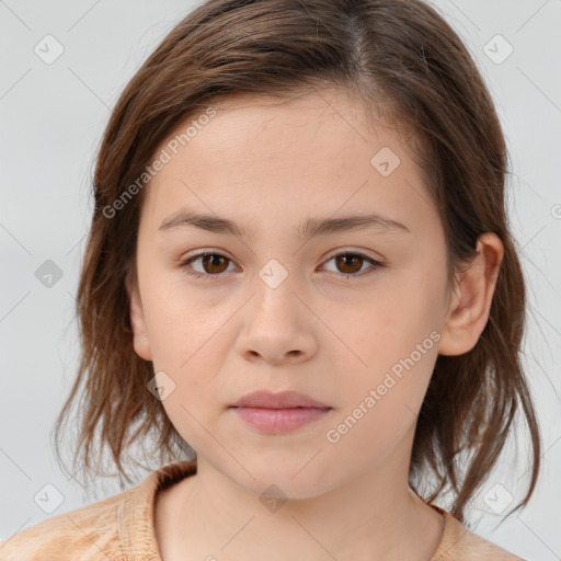 Neutral white child female with medium  brown hair and brown eyes