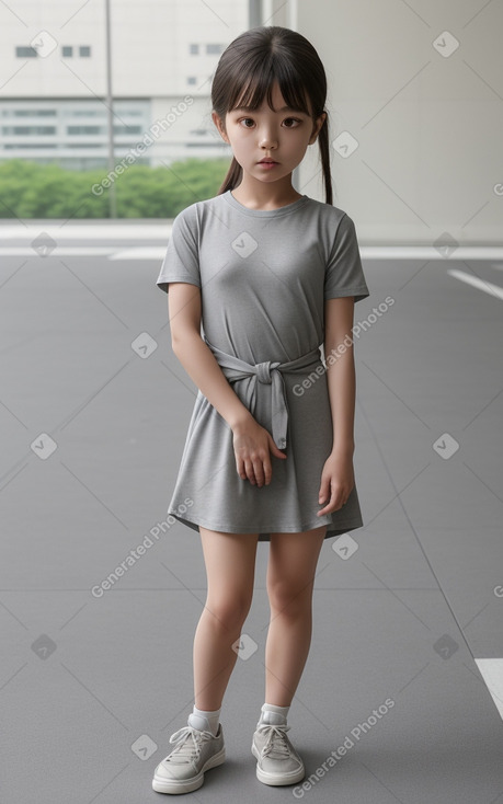 South korean child girl with  gray hair