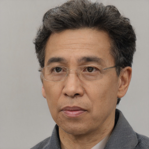 Neutral white adult male with short  black hair and brown eyes