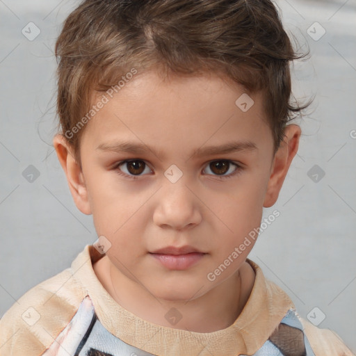 Neutral white child male with short  brown hair and brown eyes