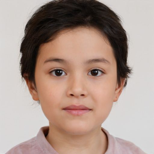 Neutral white child female with medium  brown hair and brown eyes