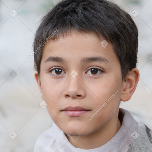 Neutral white child male with short  brown hair and brown eyes