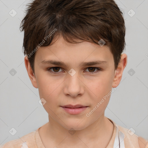 Neutral white child female with short  brown hair and brown eyes