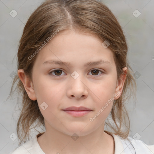 Neutral white child female with medium  brown hair and brown eyes