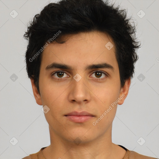 Neutral asian young-adult male with short  brown hair and brown eyes