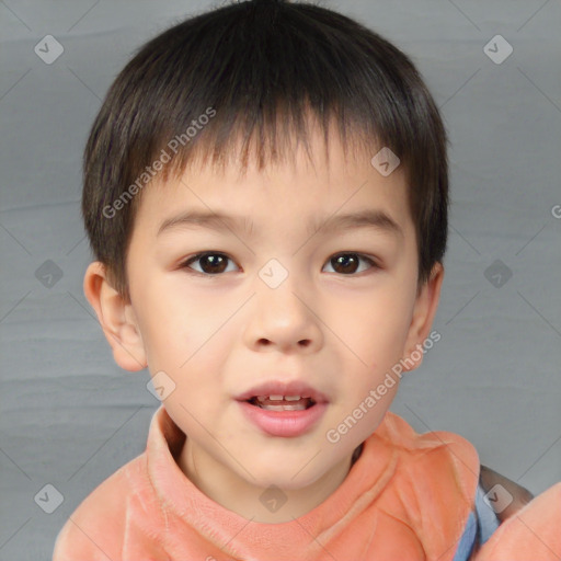 Neutral white child male with short  brown hair and brown eyes