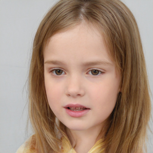 Neutral white child female with medium  brown hair and brown eyes