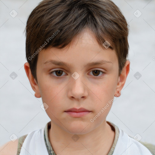 Neutral white child male with short  brown hair and brown eyes