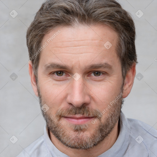 Neutral white adult male with short  brown hair and brown eyes