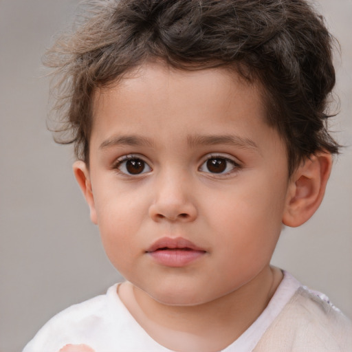 Neutral white child male with short  brown hair and brown eyes