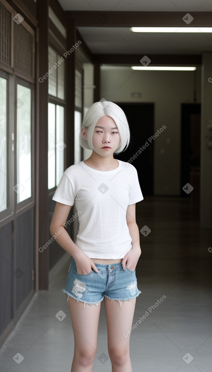 Teenager girl with  white hair