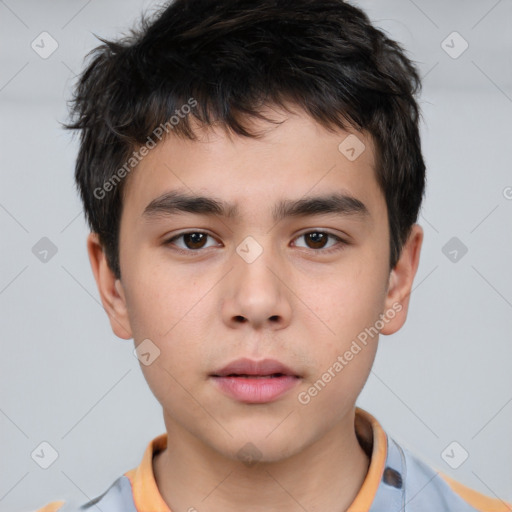 Neutral white child male with short  brown hair and brown eyes