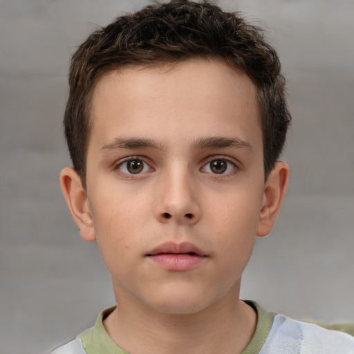 Neutral white child male with short  brown hair and brown eyes