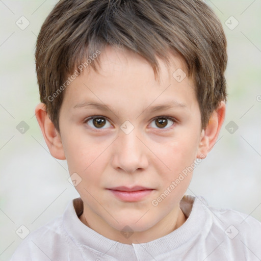 Neutral white child male with short  brown hair and brown eyes