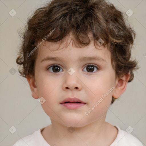 Neutral white child male with short  brown hair and brown eyes