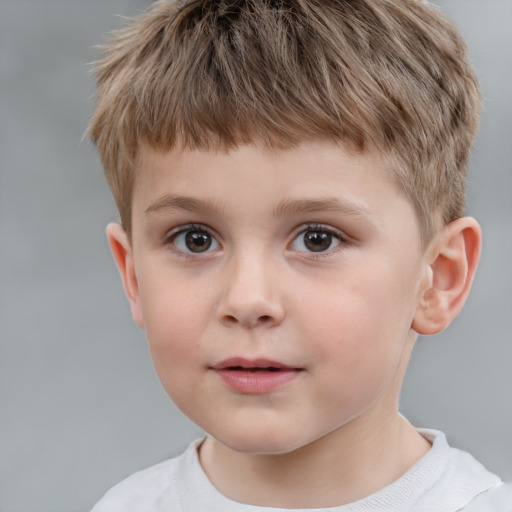 Neutral white child male with short  brown hair and brown eyes