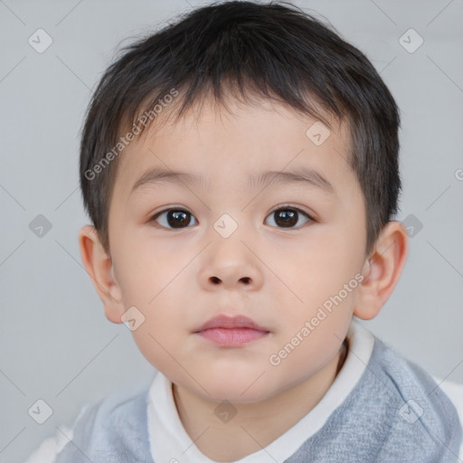 Neutral white child male with short  brown hair and brown eyes