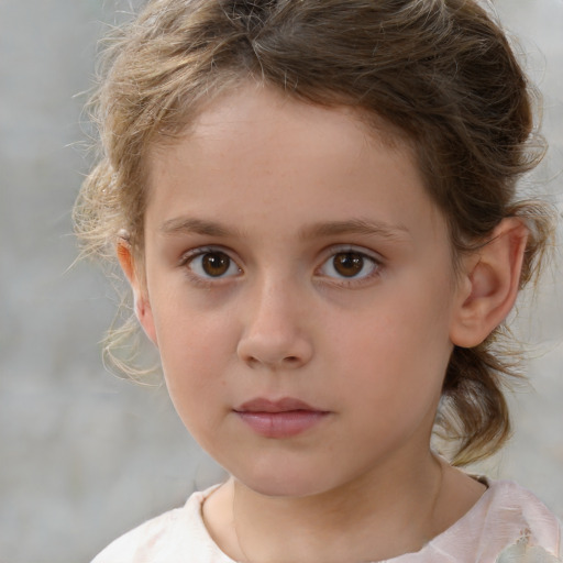 Neutral white child female with medium  brown hair and brown eyes