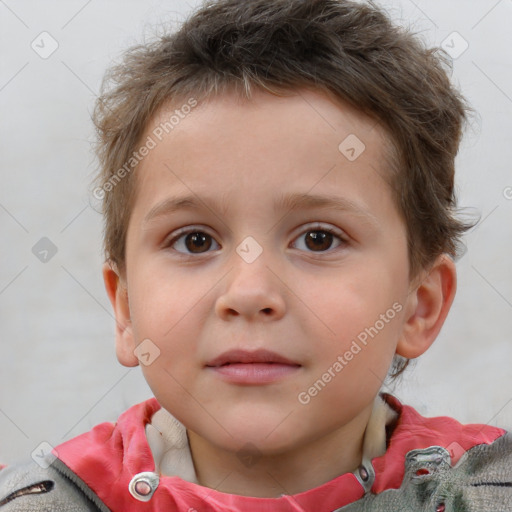 Neutral white child male with short  brown hair and brown eyes