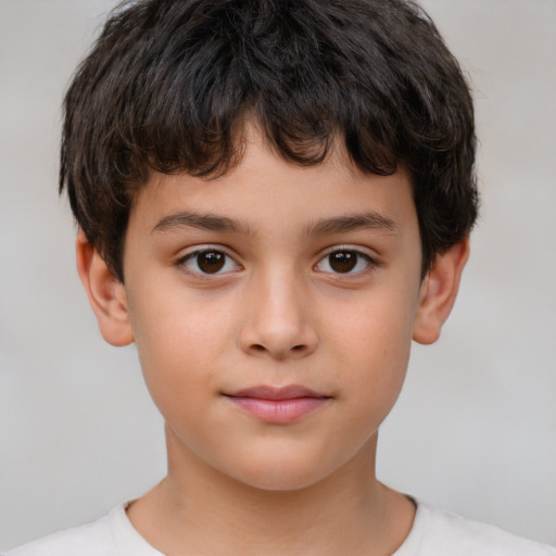 Neutral white child male with short  brown hair and brown eyes