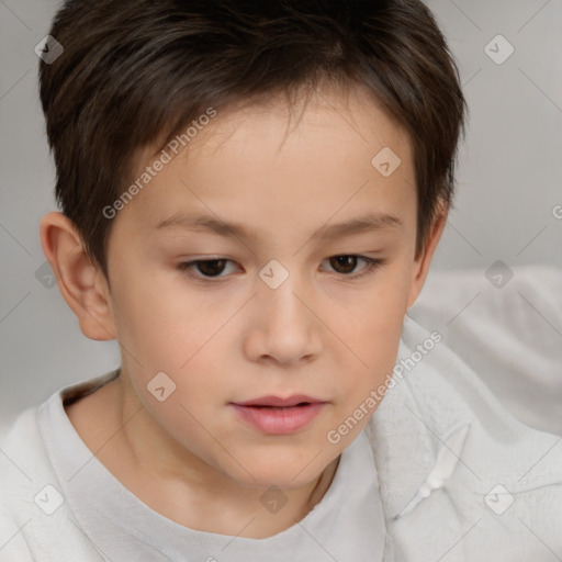 Neutral white child male with short  brown hair and brown eyes