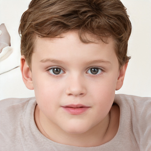 Neutral white child male with short  brown hair and brown eyes