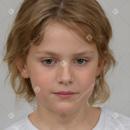 Neutral white child female with medium  brown hair and brown eyes