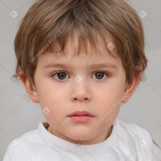 Neutral white child male with short  brown hair and brown eyes