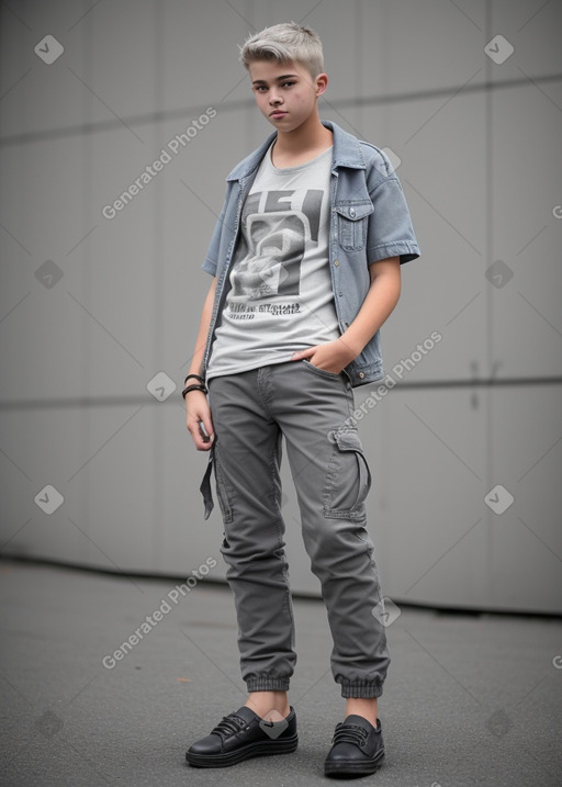 New zealand teenager boy with  gray hair