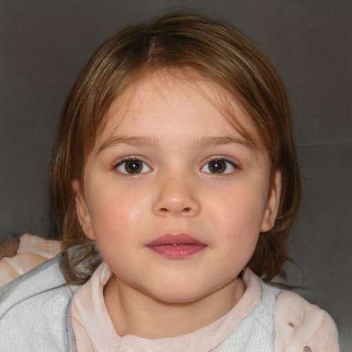 Neutral white child female with medium  brown hair and brown eyes