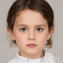 Neutral white child female with medium  brown hair and brown eyes