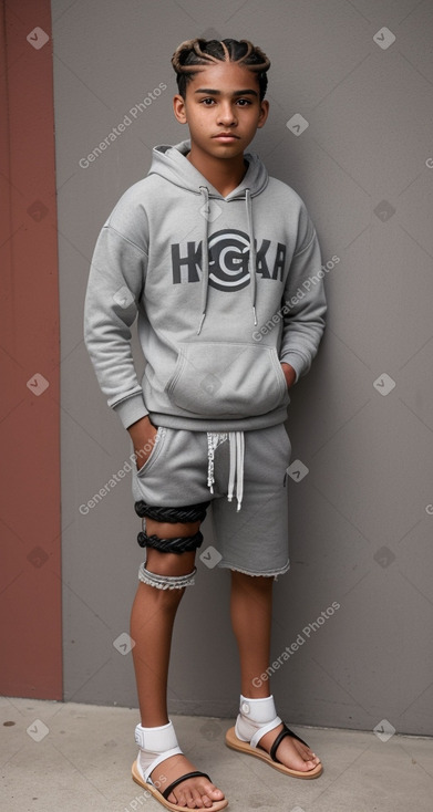 Honduran teenager boy with  gray hair