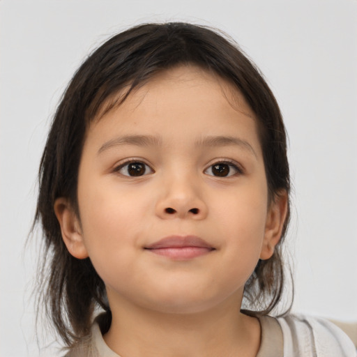 Neutral asian child female with medium  brown hair and brown eyes