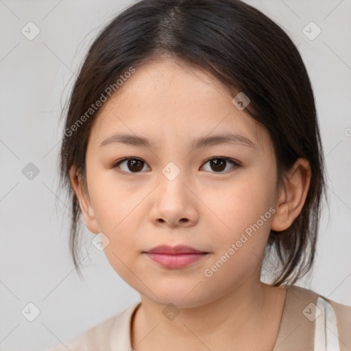 Neutral white child female with medium  brown hair and brown eyes