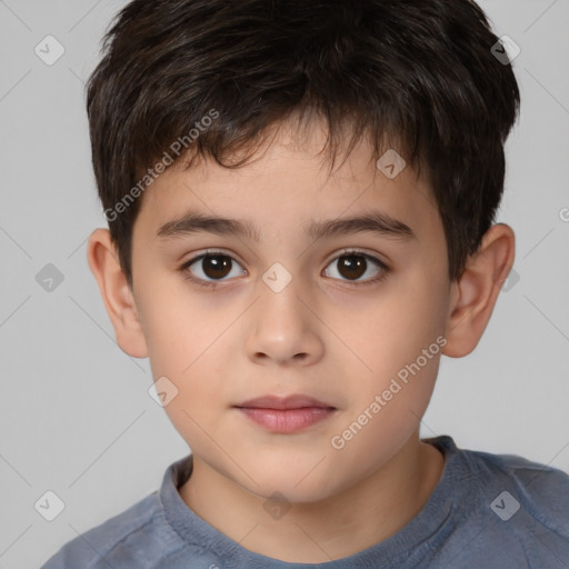 Neutral white child male with short  brown hair and brown eyes