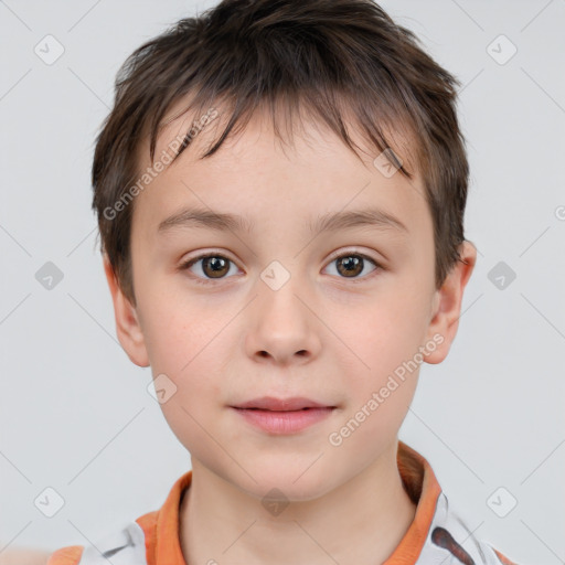 Neutral white child male with short  brown hair and brown eyes