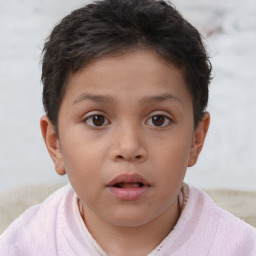 Neutral white child female with short  brown hair and brown eyes