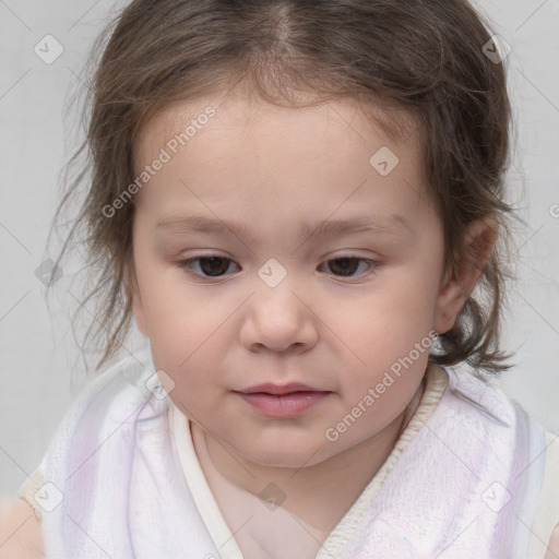 Neutral white child female with medium  brown hair and brown eyes