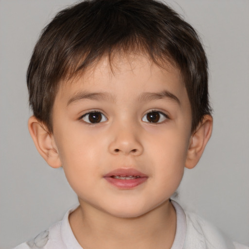 Neutral white child male with short  brown hair and brown eyes