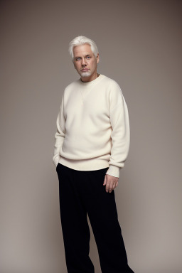 Canadian middle-aged male with  white hair