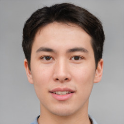 Neutral asian young-adult male with short  brown hair and brown eyes