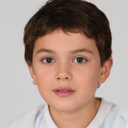 Neutral white child male with short  brown hair and brown eyes