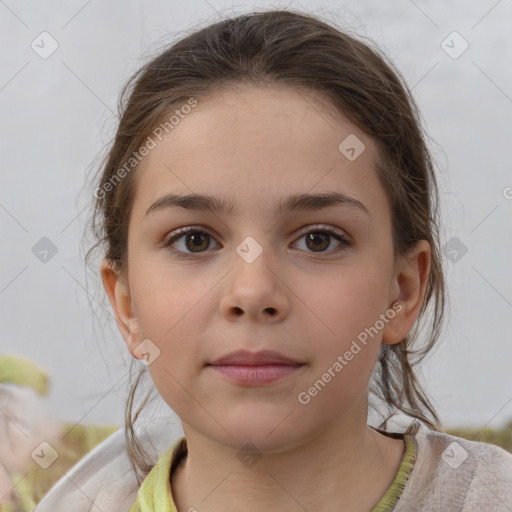 Neutral white child female with medium  brown hair and brown eyes