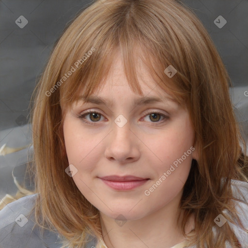 Neutral white child female with medium  brown hair and brown eyes