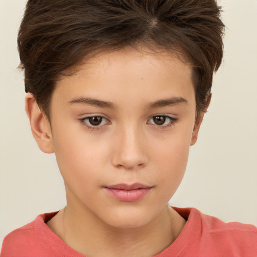 Neutral white child female with short  brown hair and brown eyes