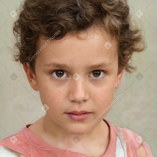 Neutral white child male with short  brown hair and brown eyes